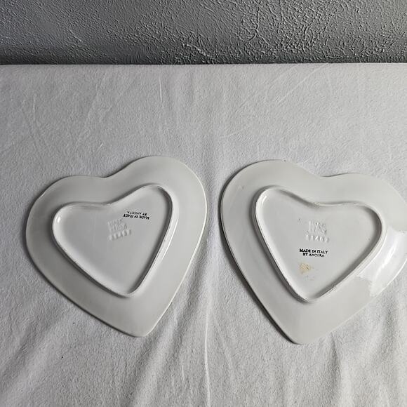 Ancora‎ Heart Trinket Dish Plate Handpainted Pink Purple Yellow Roses Petunias - Picture 2 of 6